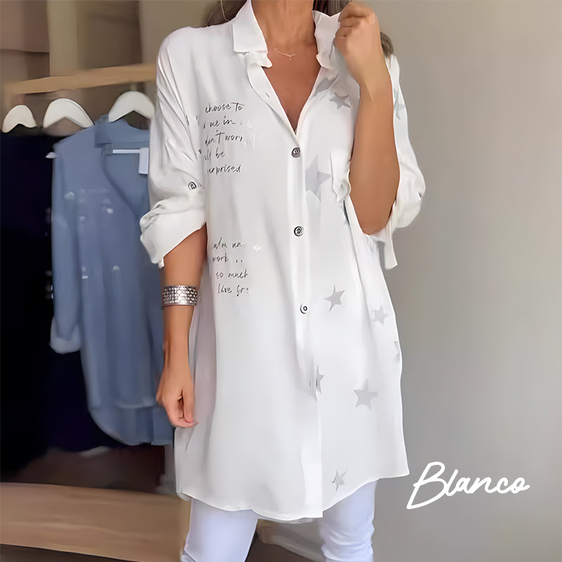 Chemise en denim à manches longues et poignets retroussés