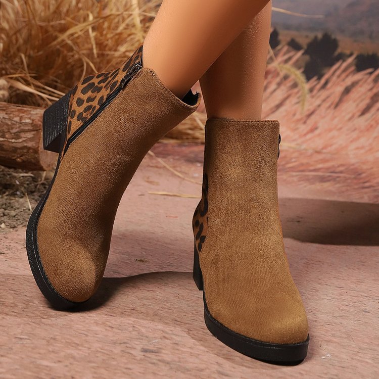 Bottines à imprimé léopard marron