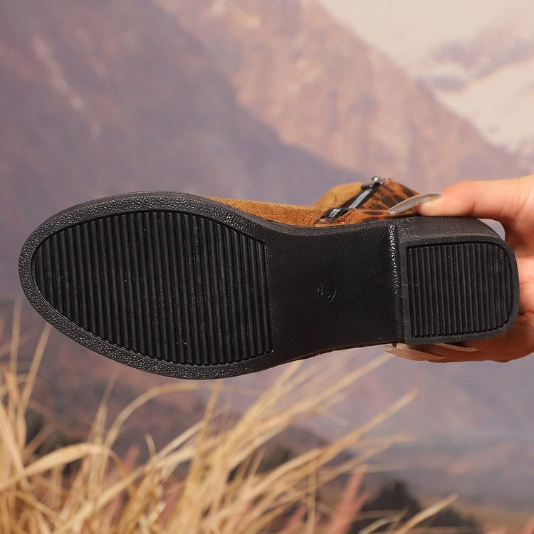 Bottines à imprimé léopard marron