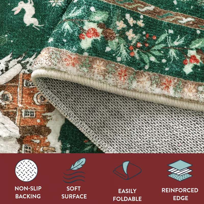 Tapis de Noël Doux et Antidérapant pour la Décoration de la Maison