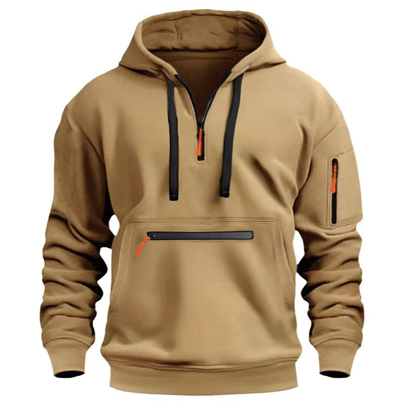 Sweat à capuche utilitaire chaud pour homme avec fermeture éclair quart de longueur -👏Confort, style et fonctionnalité réunis dans un vêtement polyvalent !