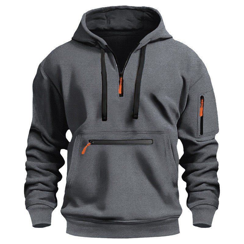 Sweat à capuche utilitaire chaud pour homme avec fermeture éclair quart de longueur -👏Confort, style et fonctionnalité réunis dans un vêtement polyvalent !