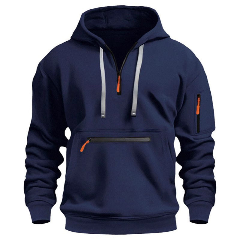 Sweat à capuche utilitaire chaud pour homme avec fermeture éclair quart de longueur -👏Confort, style et fonctionnalité réunis dans un vêtement polyvalent !