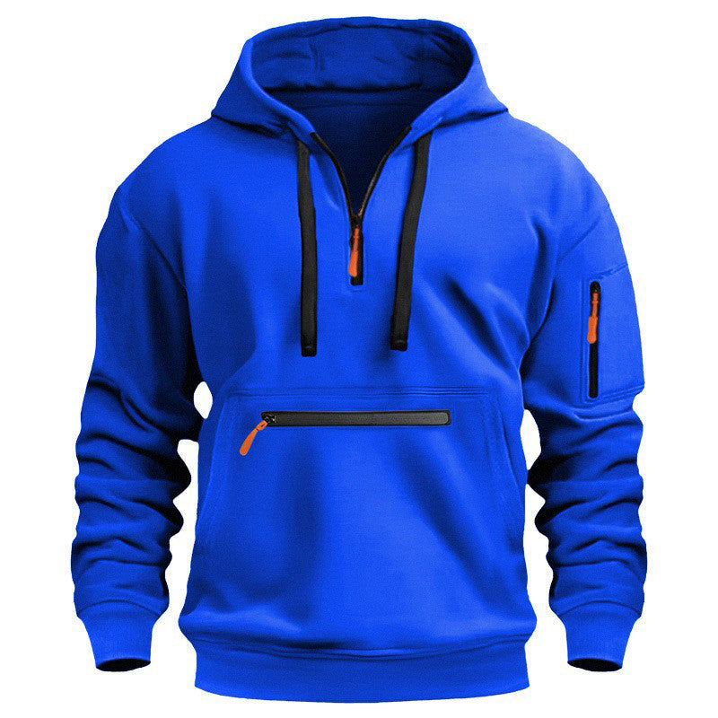 Sweat à capuche utilitaire chaud pour homme avec fermeture éclair quart de longueur -👏Confort, style et fonctionnalité réunis dans un vêtement polyvalent !