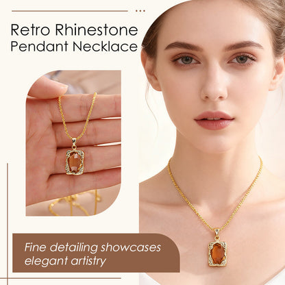 Collier pendentif rétro en strass