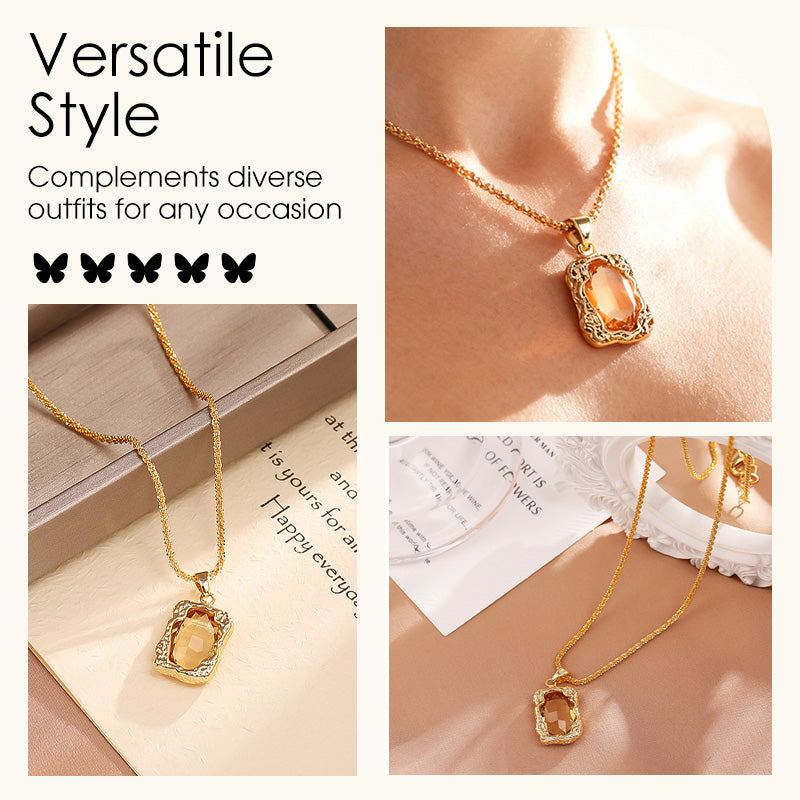 Collier pendentif rétro en strass