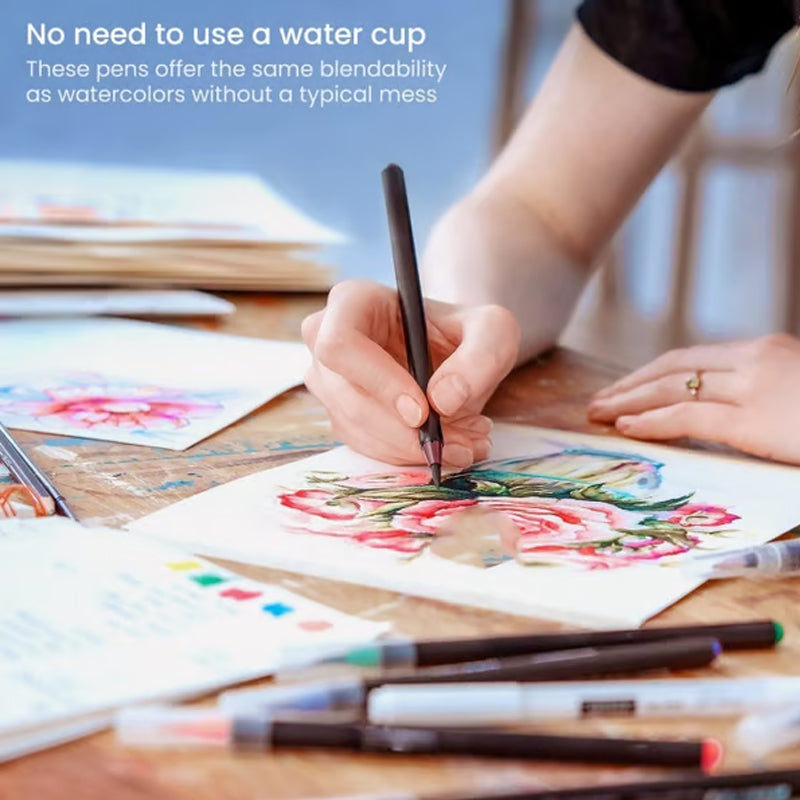 Set de 20 stylos pinceaux imperméables aux couleurs vives