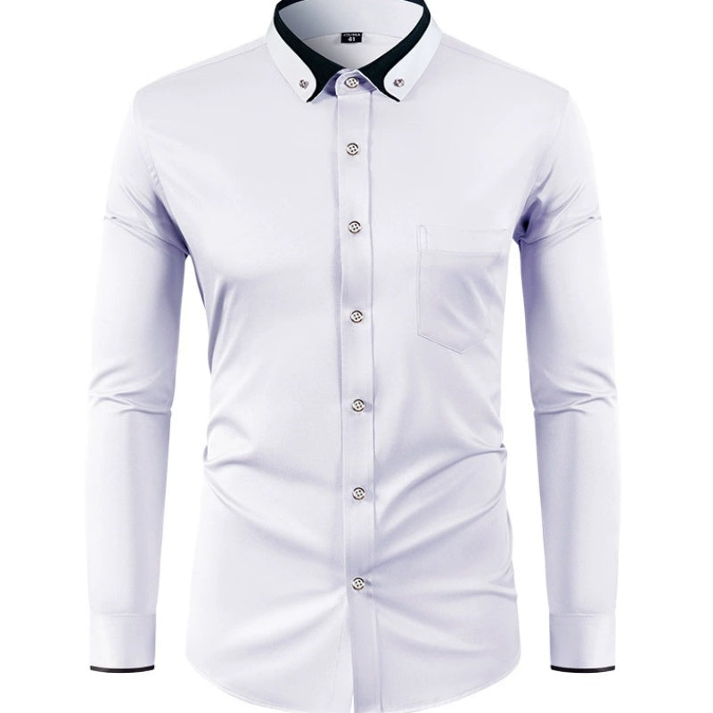 Chemise à manches longues ajustée extensible pour homme