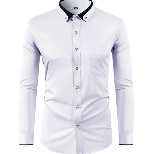 Chemise à manches longues ajustée extensible pour homme
