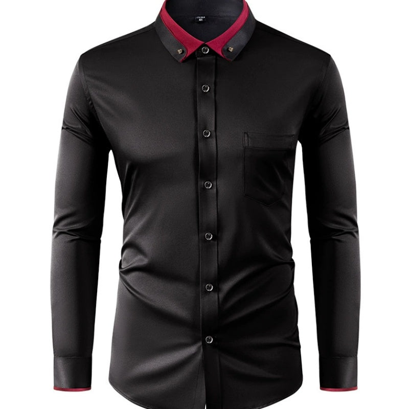 Chemise à manches longues ajustée extensible pour homme