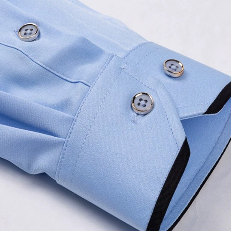 Chemise à manches longues ajustée extensible pour homme