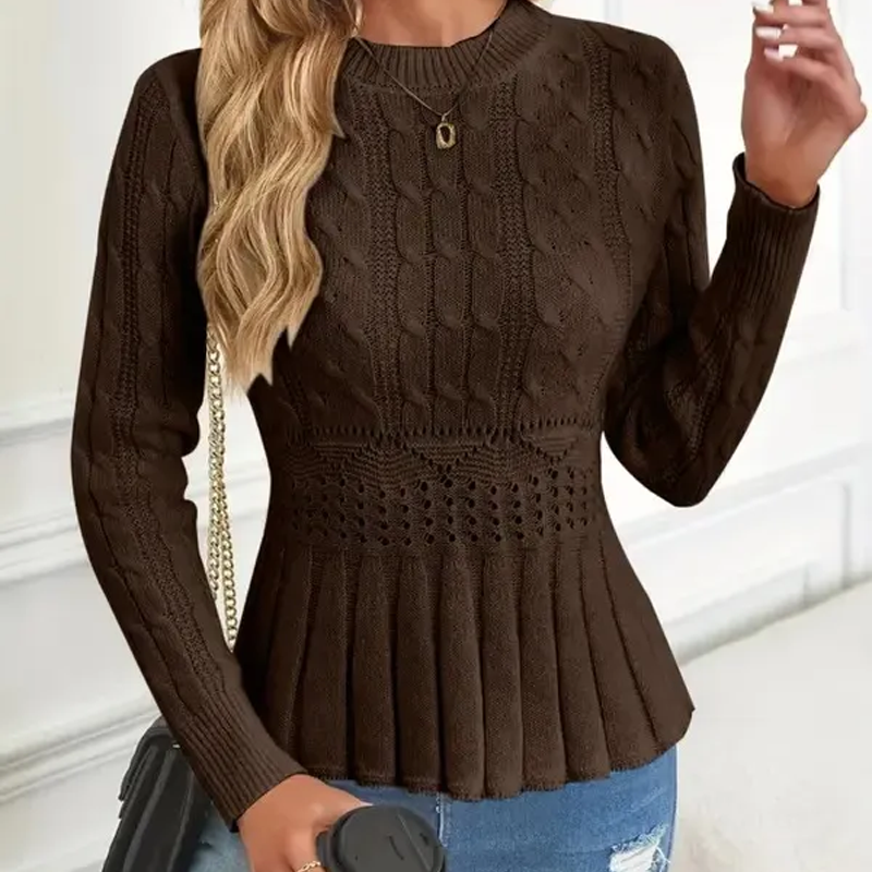 🔥 50% DE RÉDUCTION ! ✨ Pull Femme à Col Peter Pan - Maille Épaisse, Ourlet Péplum, Intemporel pour Tenues d'Automne 🧶✨