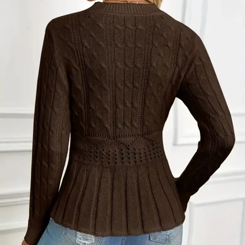 🔥 50% DE RÉDUCTION ! ✨ Pull Femme à Col Peter Pan - Maille Épaisse, Ourlet Péplum, Intemporel pour Tenues d'Automne 🧶✨