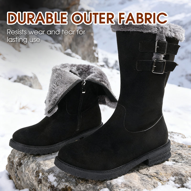 Bottes de neige mi-mollet chaudes doublées de peluche pour femmes