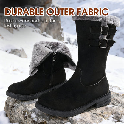 Bottes de neige mi-mollet chaudes doublées de peluche pour femmes