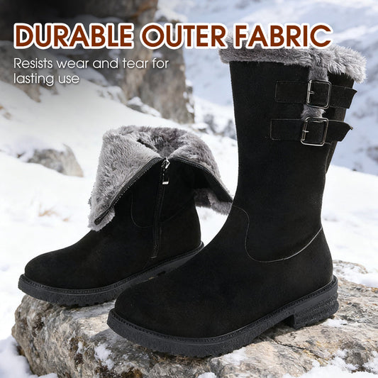 Bottes de neige mi-mollet chaudes doublées de peluche pour femmes