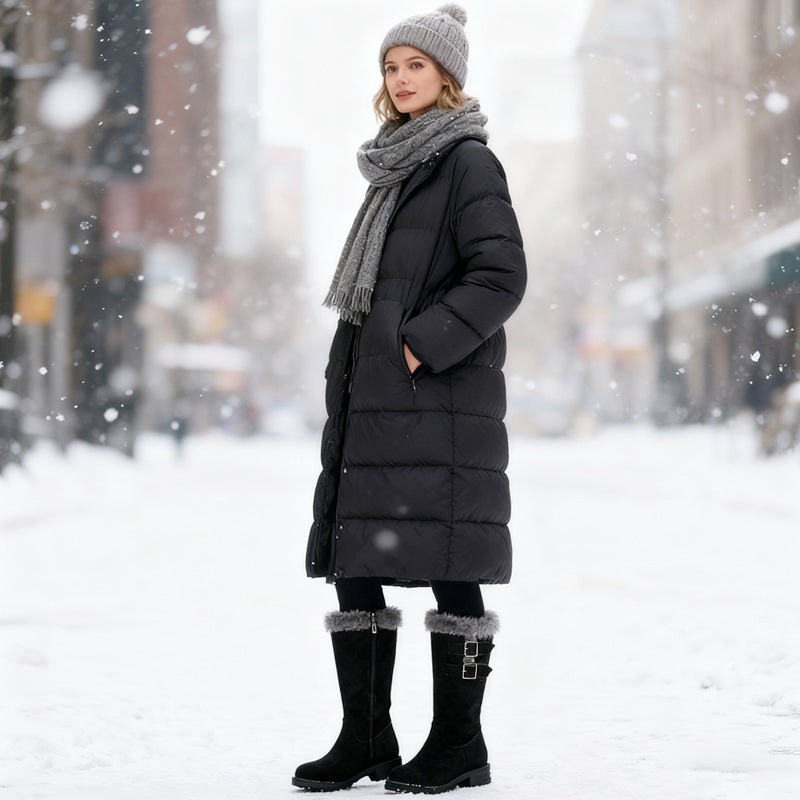 Bottes de neige mi-mollet chaudes doublées de peluche pour femmes