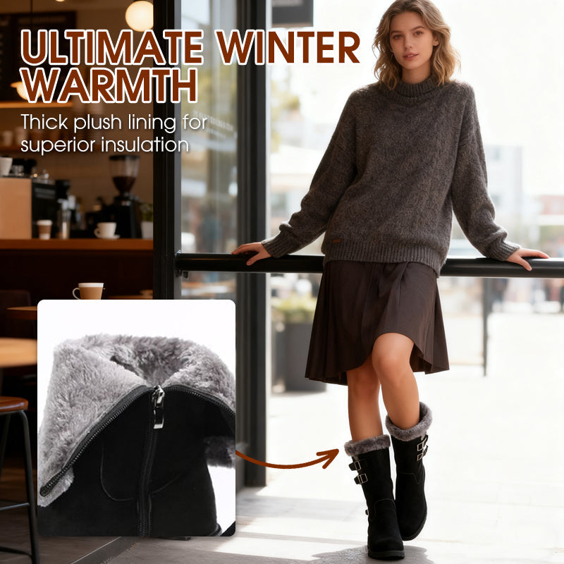 Bottes de neige mi-mollet chaudes doublées de peluche pour femmes