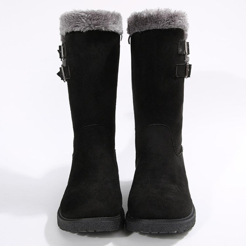 Bottes de neige mi-mollet chaudes doublées de peluche pour femmes
