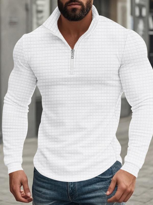 Sweat-shirt à col montant, demi-fermeture éclair et manches longues pour homme