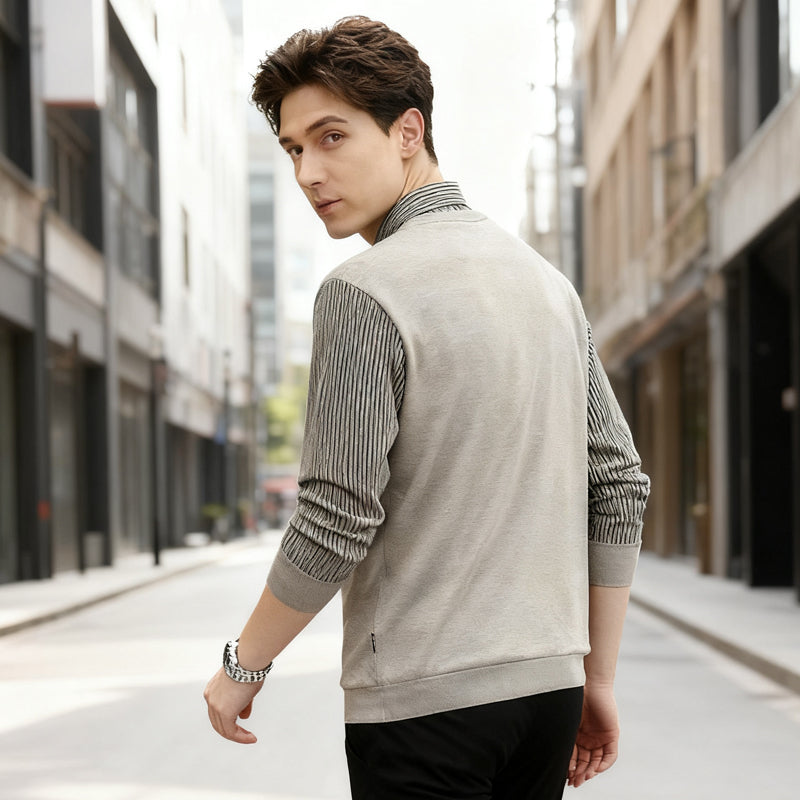 Ensemble deux pièces décontracté pour homme composé d'un pull et d'une chemise en tricot