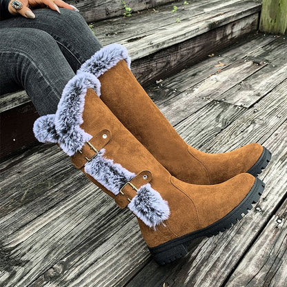 Bottes de neige mi-mollet épaisses en peluche pour femmes【Achetez 2  livraison gratuite】