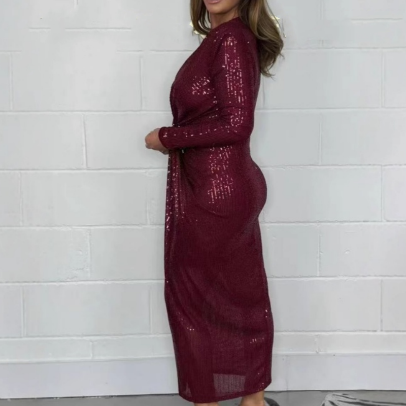 ⚡💥 Robe de soirée élégante à encolure en V, plissée et fendue, avec paillettes, pour femmes. 50 % de réduction, le meilleur rapport qualité-prix !