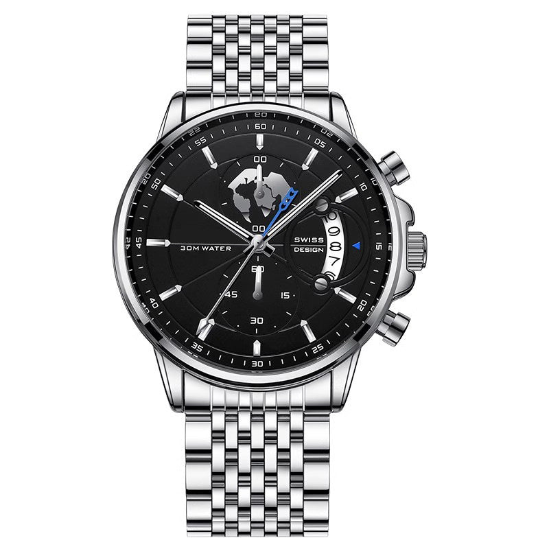 Montre à quartz lumineuse et étanche pour homme