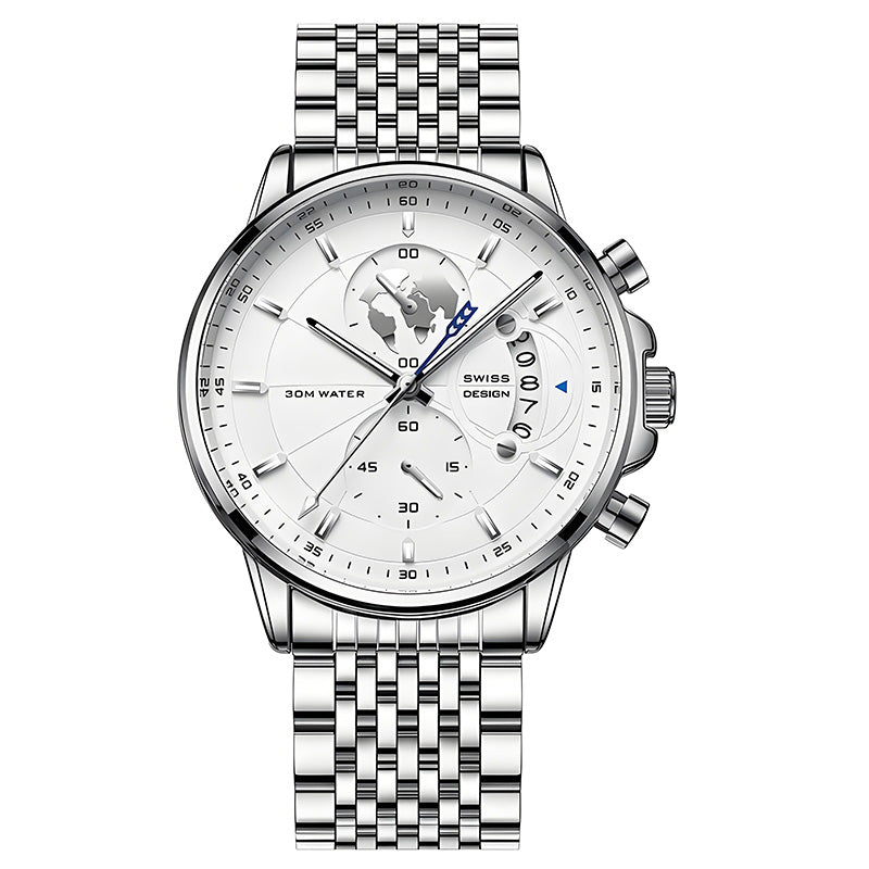 Montre à quartz lumineuse et étanche pour homme