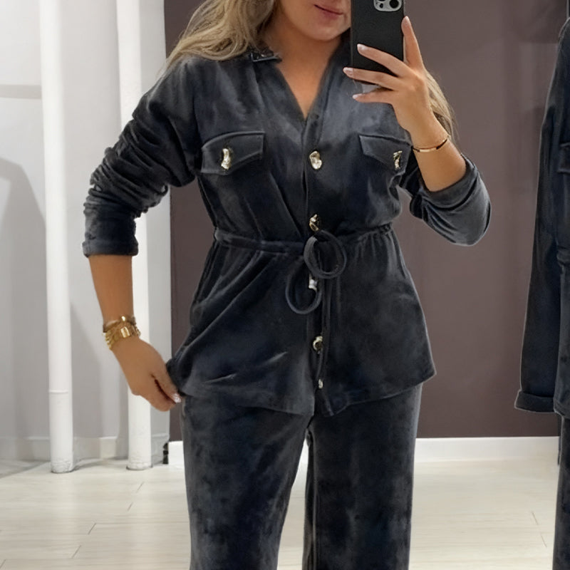 🔥Offres spéciales - Ensemble chaud à boutons pour femme (avec poches)