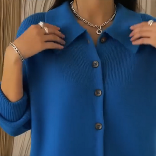 🎄Offre de Noël : 49 % de réduction💖Cardigan douillet avec col et revers en maille côtelée🧥