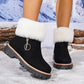 Bottes de neige épaisses avec col en fourrure et fermeture éclair pour femmes, longueur cheville