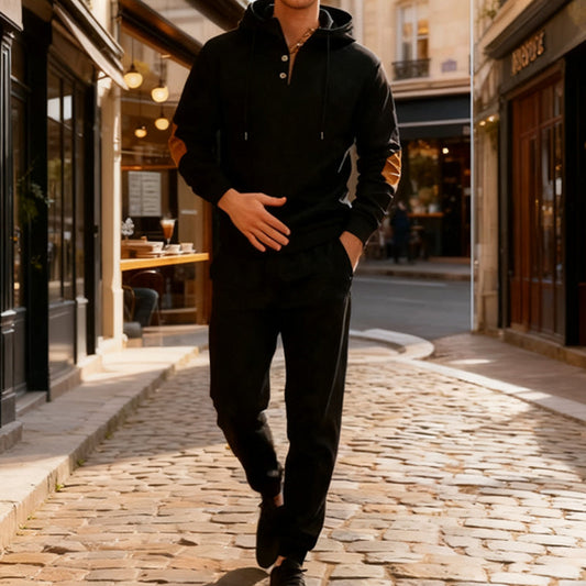 Ensemble survêtement homme avec sweat à capuche et pantalon texturés【LIVRAISON GRATUITE】
