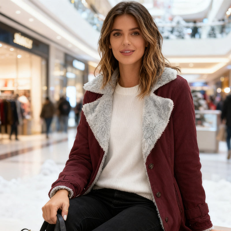 Veste chic et chaude pour femme avec col à revers