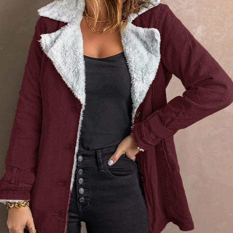 Veste chic et chaude pour femme avec col à revers
