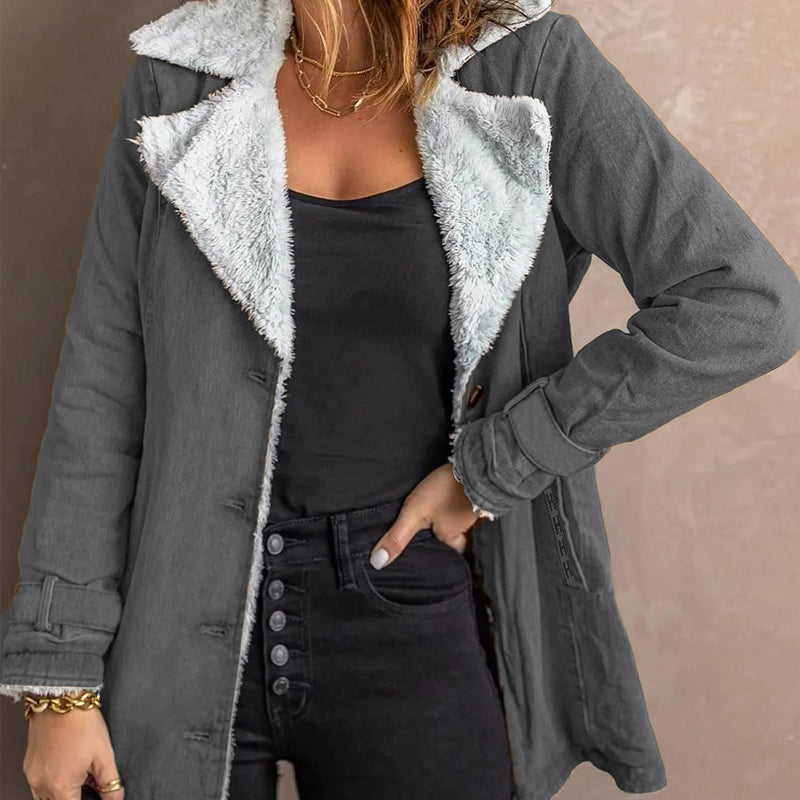 Veste chic et chaude pour femme avec col à revers