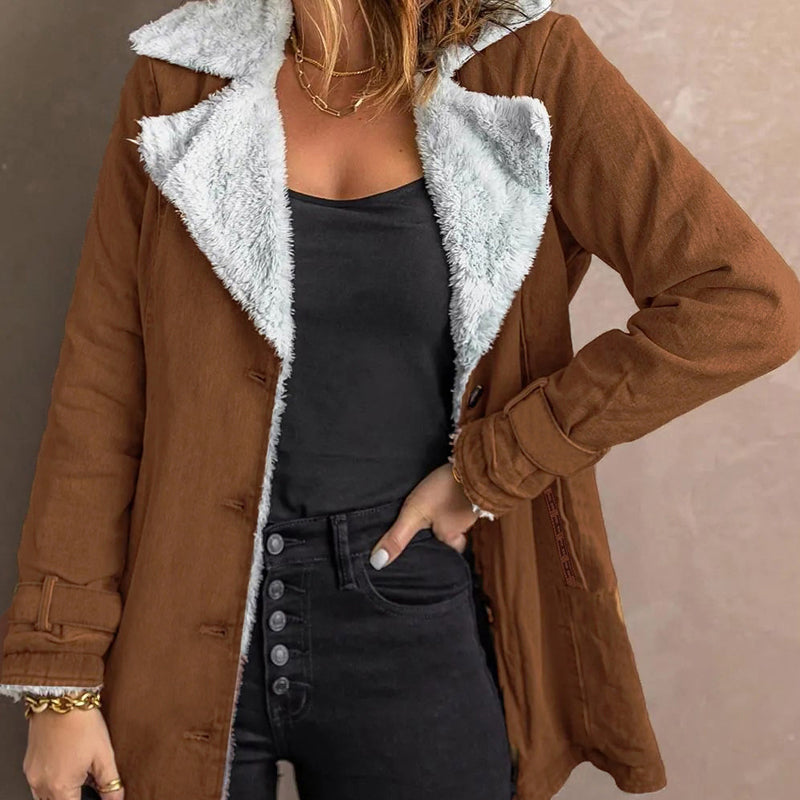 Veste chic et chaude pour femme avec col à revers
