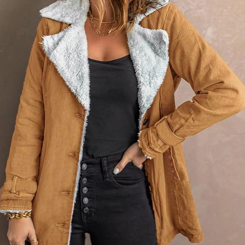 Veste chic et chaude pour femme avec col à revers