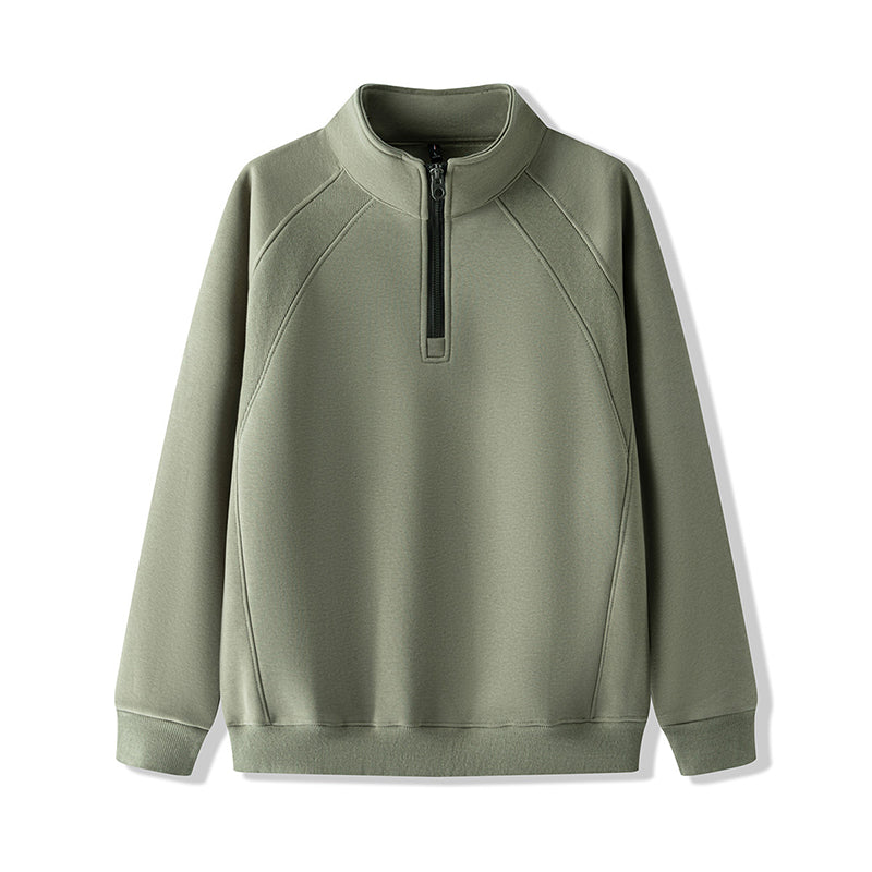 Sweat-shirt à fermeture éclair quart de longueur pour hommes, grande taille