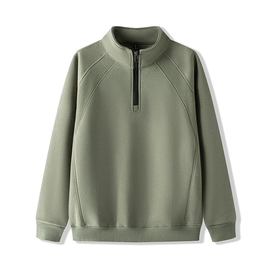 Sweat-shirt à fermeture éclair quart de longueur pour hommes, grande taille