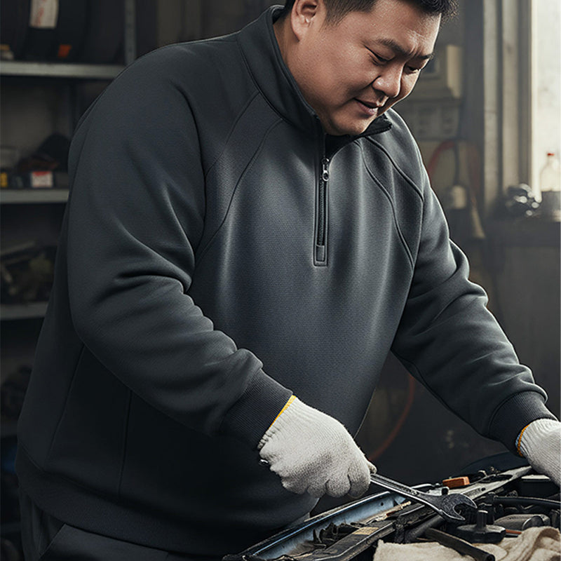 Sweat-shirt à fermeture éclair quart de longueur pour hommes, grande taille