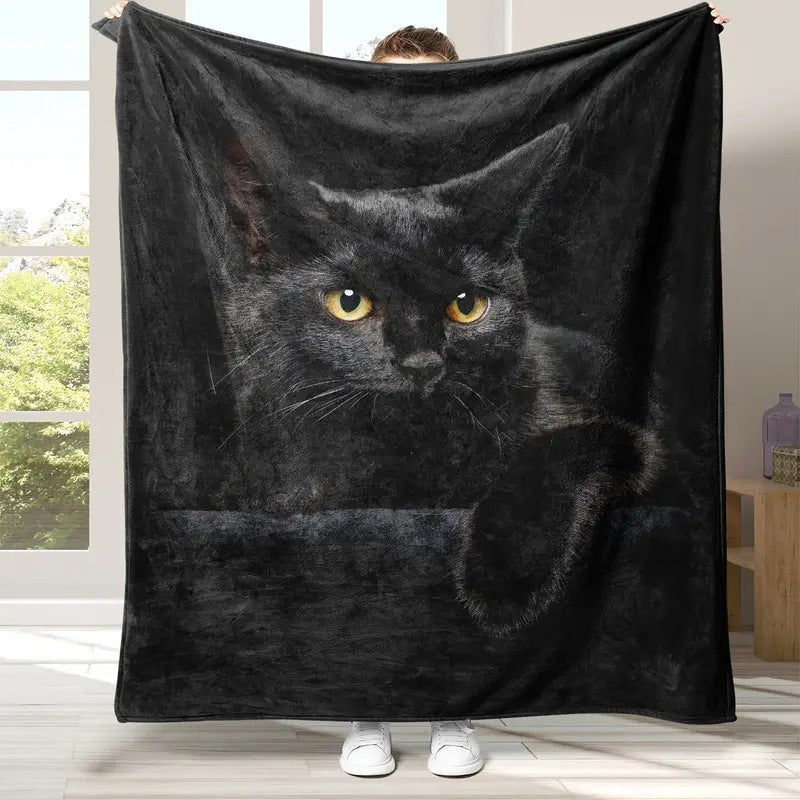 🐱 50% DE RÉDUCTION MAINTENANT ! ✨ Couverture Toutes Saisons Black Cat - Ultra Douce & Confortable, Idéale pour Canapé et Détente 🛋️✨
