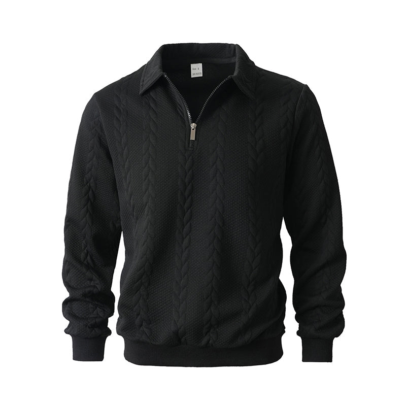 Pull-over décontracté à demi-zip et à torsades pour homme