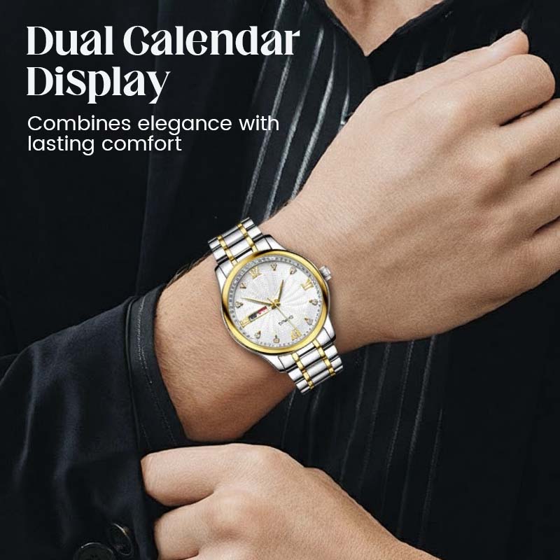 📢 60 % de réduction !!! Montre homme lumineuse & étanche – élégance bicolore, affichage jour/date 🎁⌚