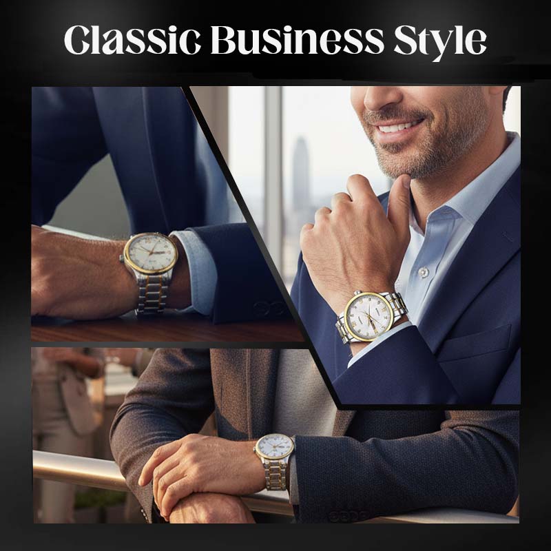 📢 60 % de réduction !!! Montre homme lumineuse & étanche – élégance bicolore, affichage jour/date 🎁⌚