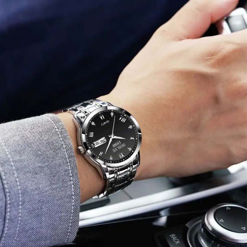 📢 60 % de réduction !!! Montre homme lumineuse & étanche – élégance bicolore, affichage jour/date 🎁⌚