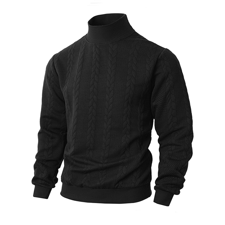 ❄️ Pull thermique slim fit à col montant pour homme — Édition tricot torsadé