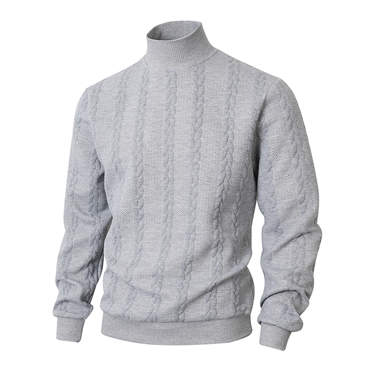 ❄️ Pull thermique slim fit à col montant pour homme — Édition tricot torsadé