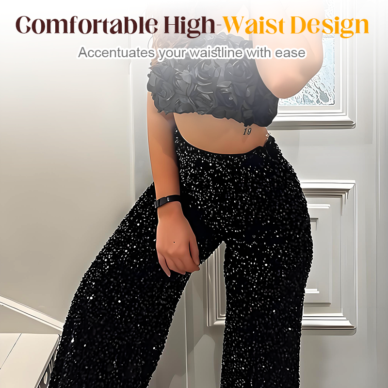 💖DERNIER JOUR DE SOLDES 50 % DE RÉDUCTION💃Pantalon large à paillettes pour femme