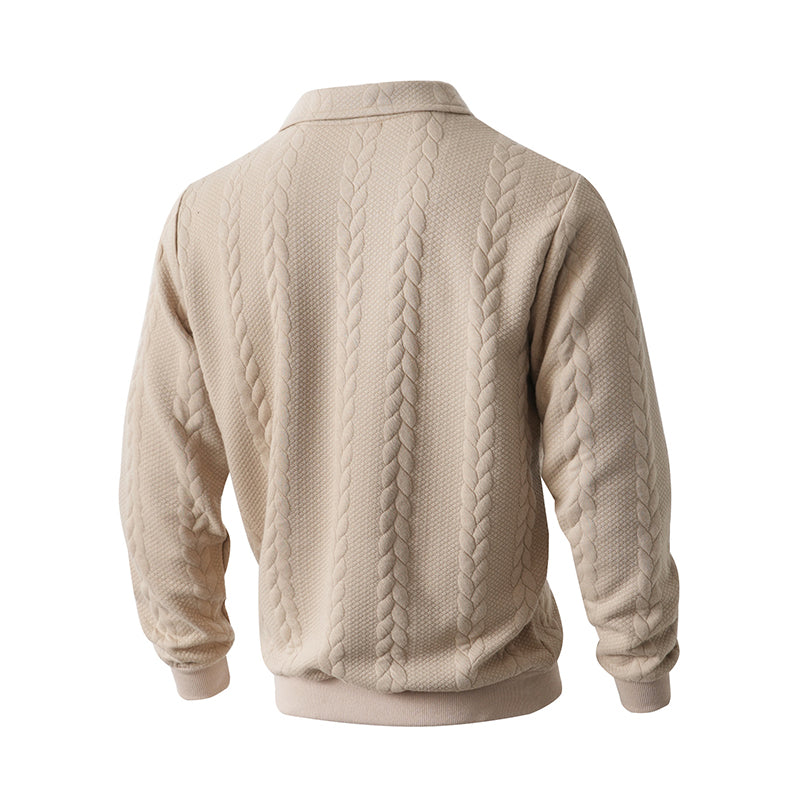 🔥Pull-over décontracté à demi-zip et à torsades pour homme